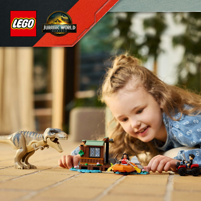 Movie-inspired action playset with a T. rex