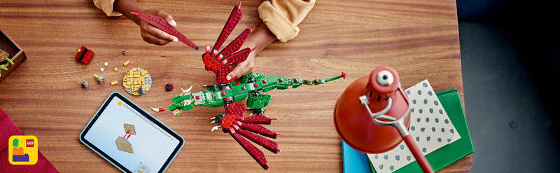 LEGO-Set 31161 Grüner Drache – Lifestyle-Szene mit Kind beim Spielen