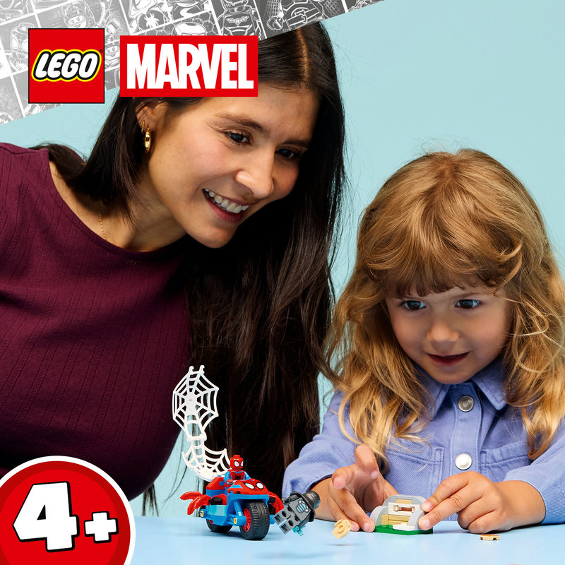 Zoom into action with Spidey’s motorcycle