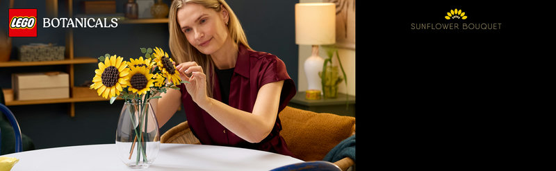 LEGO 11502 Sonnenblumen Produktbild mit leuchtend gelben Sonnenblumen aus LEGO Steinen