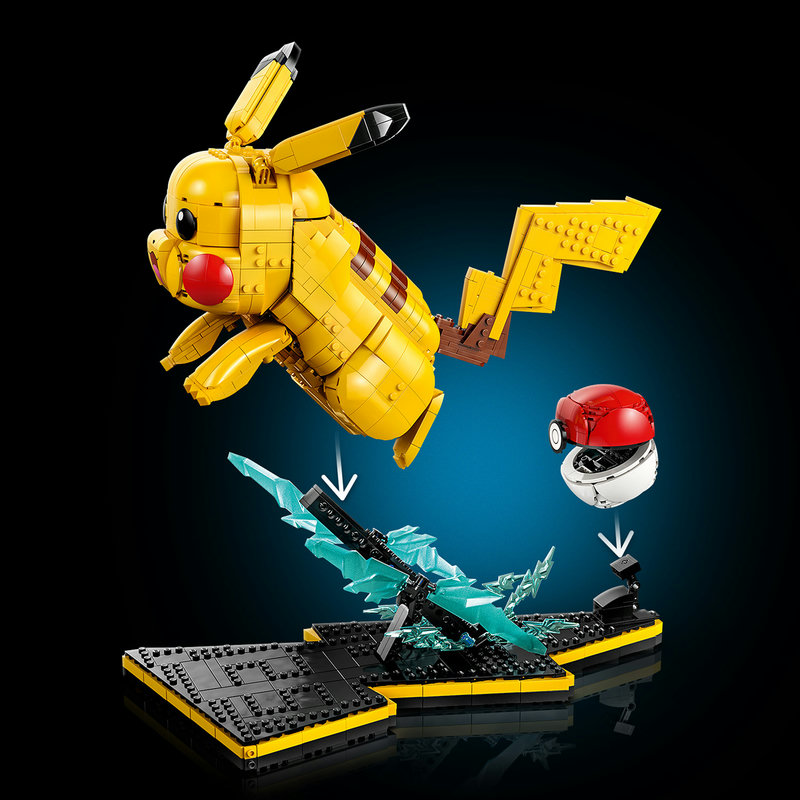 LEGO Pikachu rear view with lightning tail