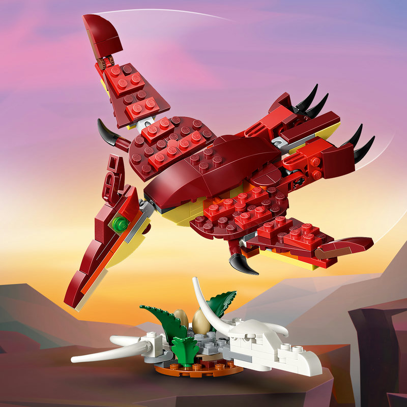 LEGO-Set 31379 Wilder Dinosaurier — Spielszene mit Kind und Velociraptor-Modell