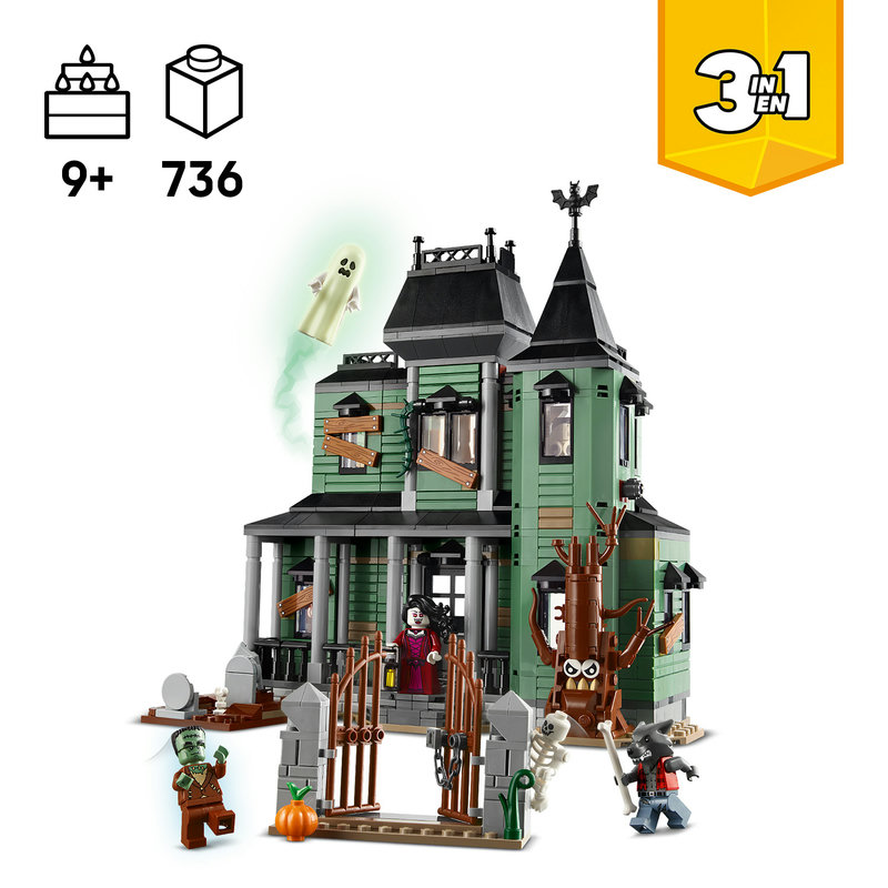 LEGO-Set 31167 – Geister-Zug-Modell mit Bahnsteig und Minifiguren
