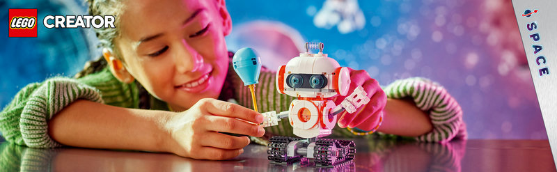 LEGO-Set 31164 Weltraum-Roboter mit allen drei Bauoptionen: Roboter, Weltraumhund und Rakete