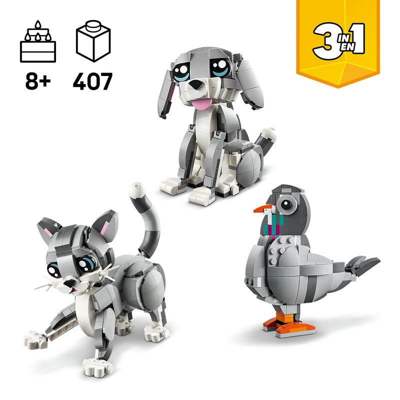 LEGO-Set 31163 umgebaut zur Taube – niedliche Taubenfigur mit drehbarem Kopf
