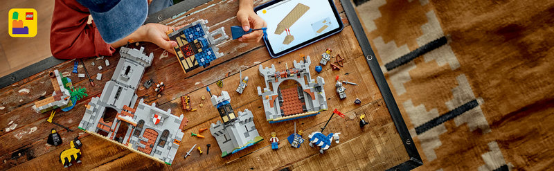 LEGO-Set 31168 Ritterburg – Lifestyle-Szene mit Kindern, die die mittelalterliche Burg bespielen