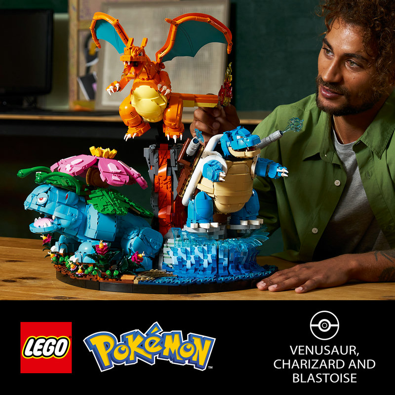 Opvallend display met 3 bekende Pokémon figuren