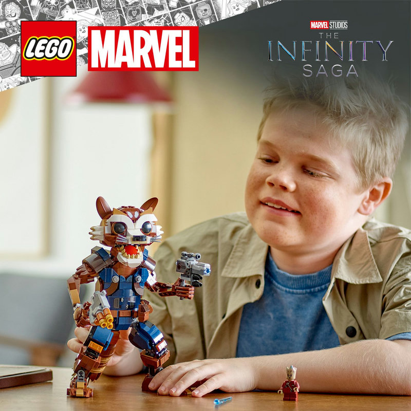 LEGO Marvel Rocket & Baby Groot, baubares Superhelden-Spielzeug für Kinder  aus Marvel Studios' Guardians of