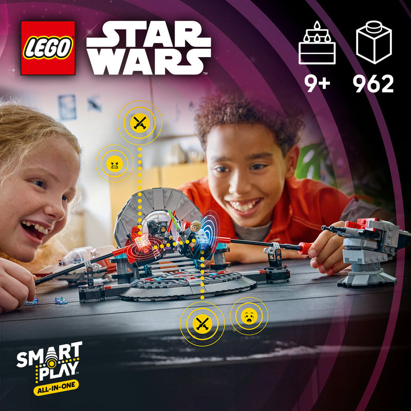 LEGO 75427 Thronsaal-Duell zwischen Luke Skywalker und Darth Vader mit leuchtenden Lichtschwertern