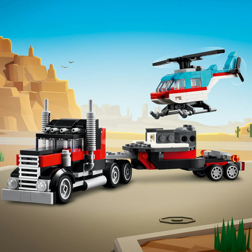 Vrachtwagen en helikopter speelgoed