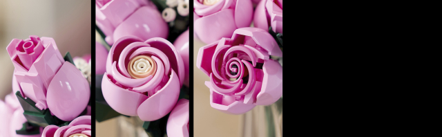 LEGO 10374 Rosa Rosenstrauß Nahaufnahme der Blütenblätter