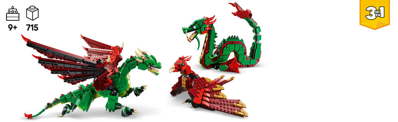 LEGO-Set 31161 umgebaut zur Seeschlange – gewundener Körper mit beweglichen Segmenten