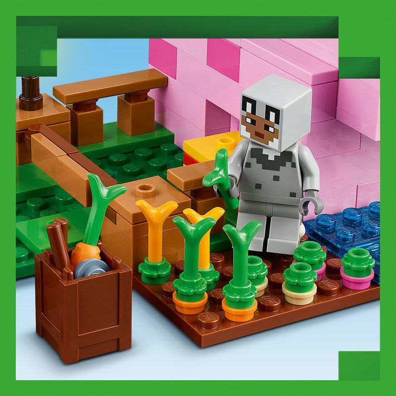 LEGO 21268 Minecraft-Figuren vor dem Schweine-Haus