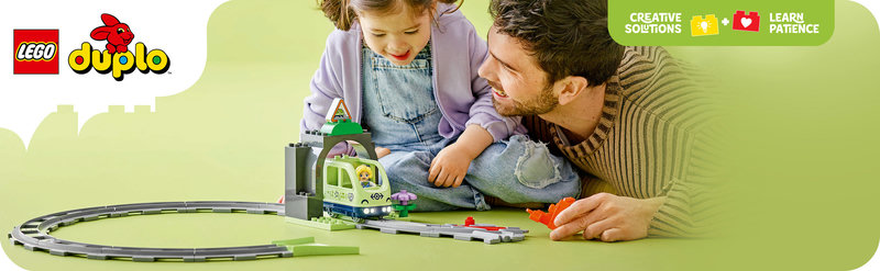 LEGO 10425 DUPLO Eisenbahntunnel und Schienen Produktbild mit Tunnel und Gleisen