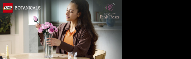 LEGO 10374 Rosa Rosenstrauß Produktbild mit zartrosa Rosen aus LEGO Steinen