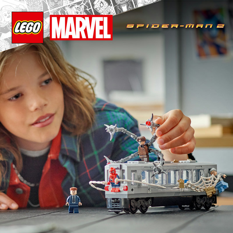 LEGO 76321 U-Bahn-Szene Detailansicht mit Spider-Man und Doc Ock