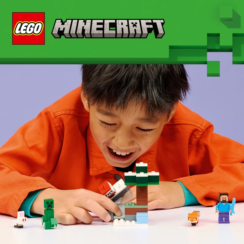 Apró LEGO® készlet, telis-tele Minecraft® akcióval