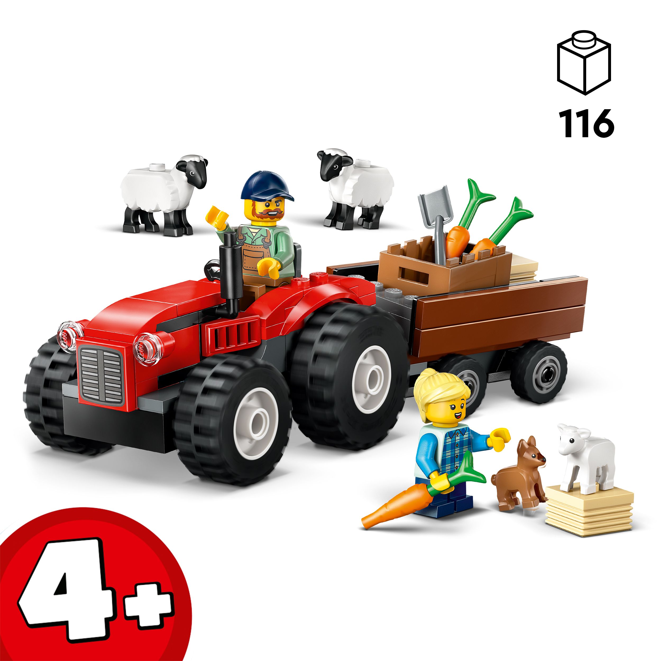 Конструктор Лего Сити Красный трактор с прицепом и овцой Lego City 60461