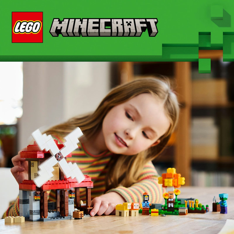 Werkende LEGO® Minecraft® windmolenboerderij