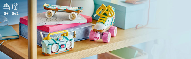 LEGO-Set 31148 Skateboard-Modell mit buntem Design und vier Rädern