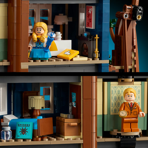 LEGO 11370 Creel House interior details including furniture, lamps and decorative elements