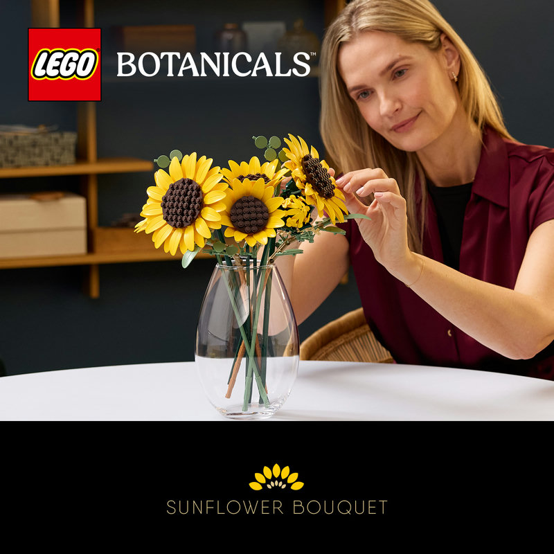 LEGO 11502 Detailaufnahme der Sonnenblumenblüte mit gelben Blättern und braunem Kern